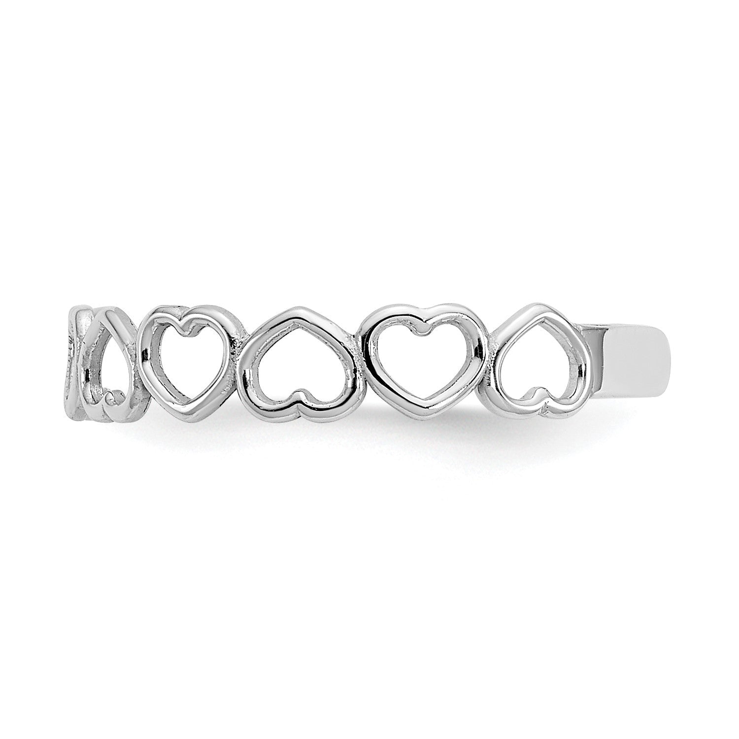 14k Real Solid White Gold Hearts Design Toe Adjustable Ring - JewelryAffairs