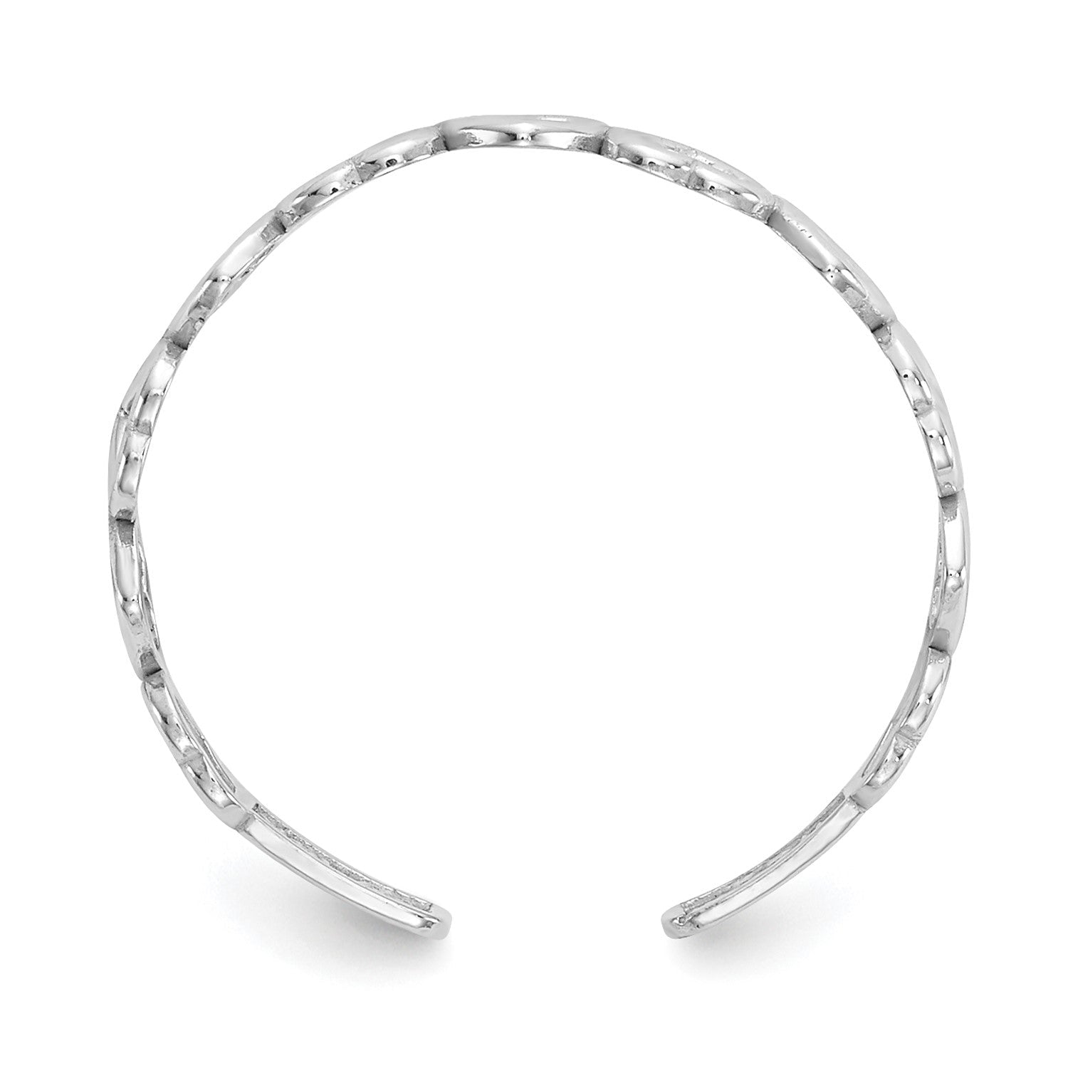 14k Real Solid White Gold Hearts Design Toe Adjustable Ring - JewelryAffairs