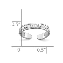 14K Real Solid White Gold Polished Love and Hearts Toe Ring