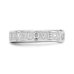 14K Real Solid White Gold Polished Love and Hearts Toe Ring - JewelryAffairs