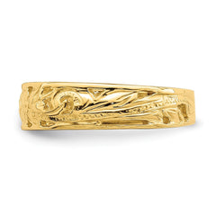14k Real Solid Yellow Gold Adjustable Flower with Leaf Design Toe Summer Ring - JewelryAffairs