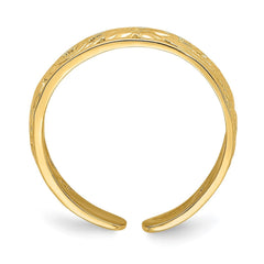 14k Real Solid Yellow Gold Adjustable Flower with Leaf Design Toe Summer Ring - JewelryAffairs