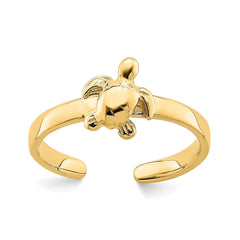 14k Real Solid Yellow Gold Adjustable Sea Turtle Toe Ring - JewelryAffairs