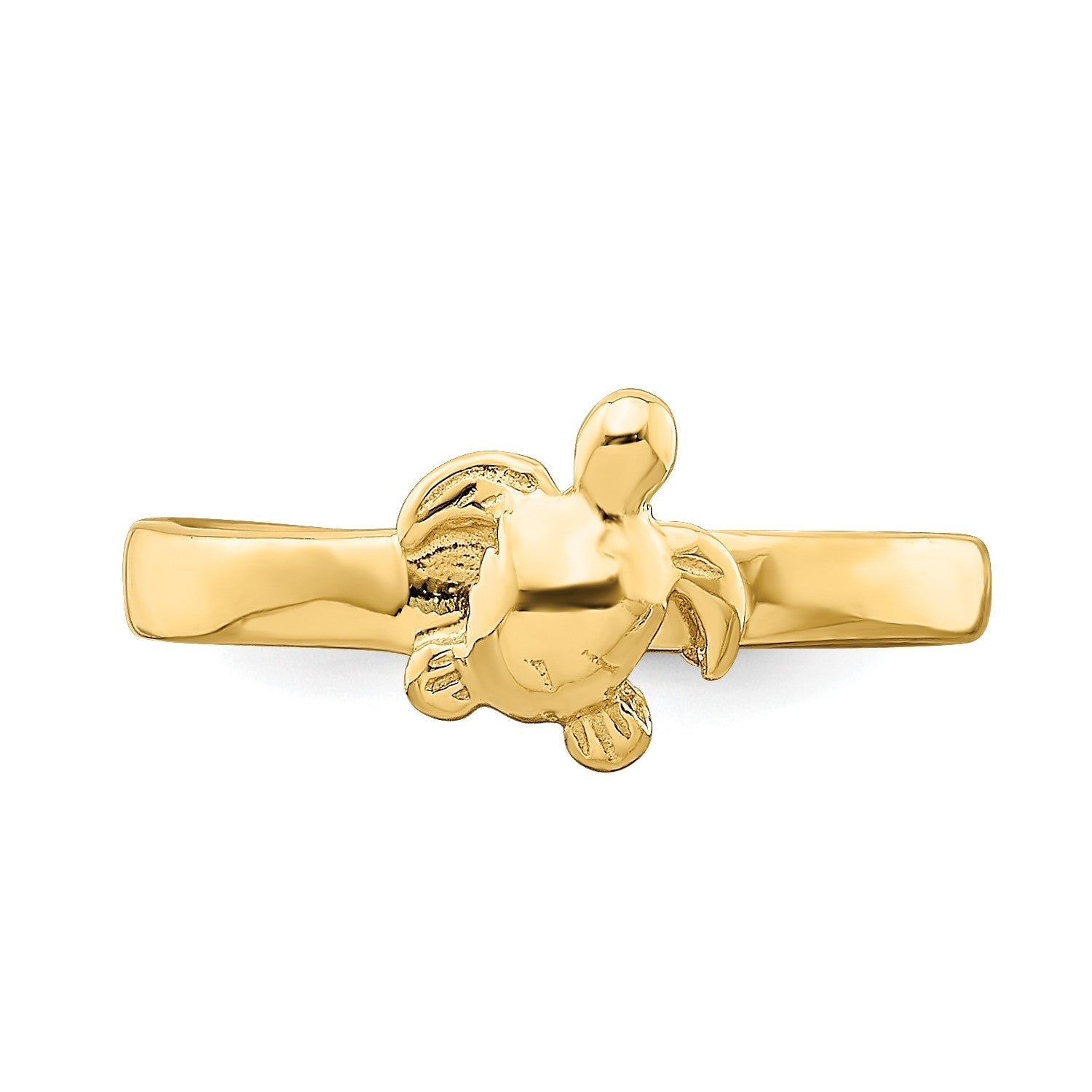 14k Real Solid Yellow Gold Adjustable Sea Turtle Toe Ring - JewelryAffairs