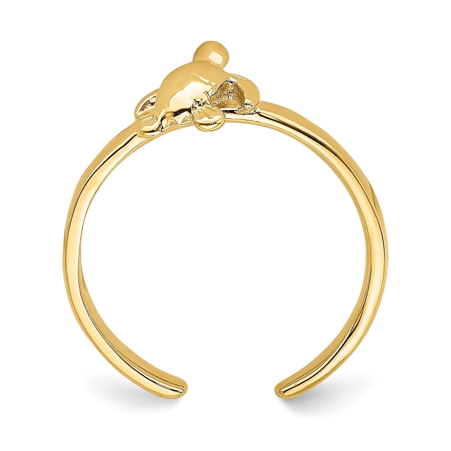 14k Real Solid Yellow Gold Adjustable Sea Turtle Toe Ring - JewelryAffairs