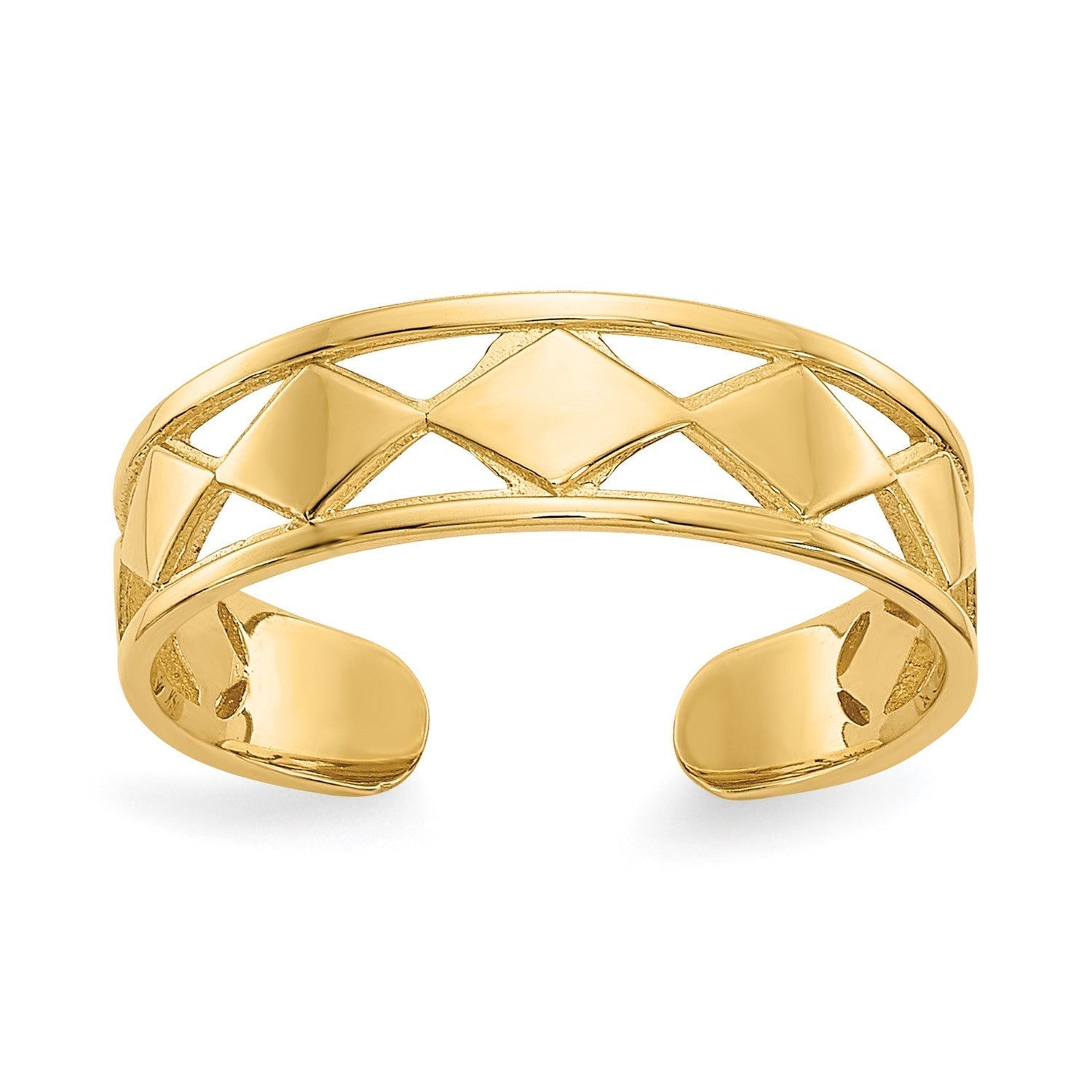 14K Real Solid Yellow Gold Diamond Shapes Toe Ring - JewelryAffairs