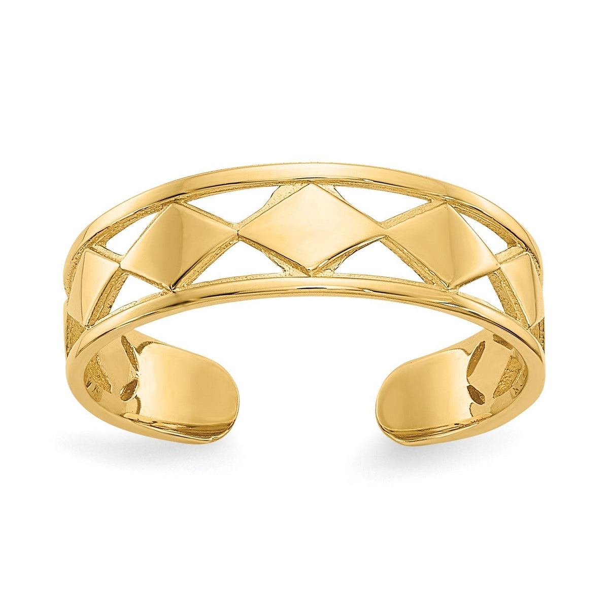 14K Real Solid Yellow Gold Diamond Shapes Toe Ring - JewelryAffairs