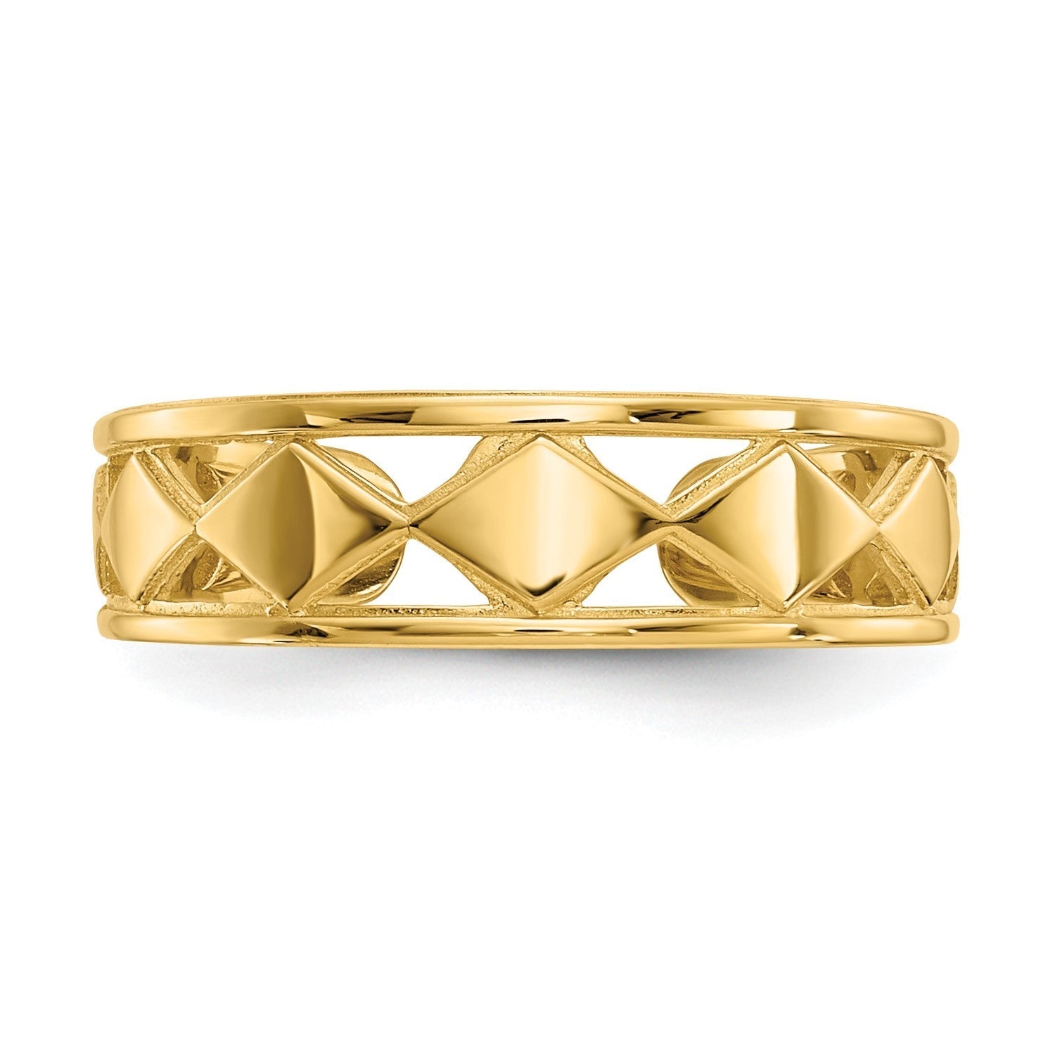 14K Real Solid Yellow Gold Diamond Shapes Toe Ring - JewelryAffairs