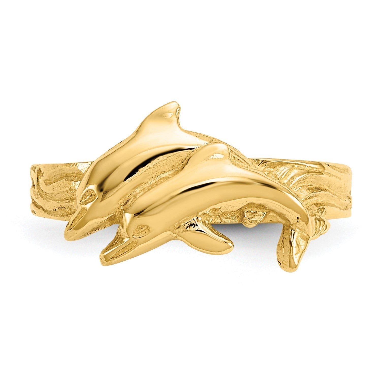 14K Real Solid Yellow Gold Dolphin Toe Ring for Summer - JewelryAffairs