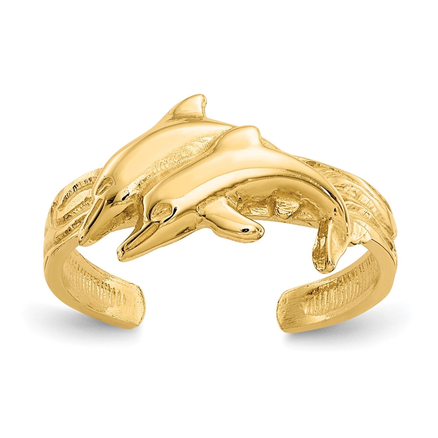14K Real Solid Yellow Gold Dolphin Toe Ring for Summer - JewelryAffairs