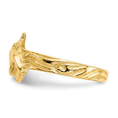 14K Real Solid Yellow Gold Dolphin Toe Ring for Summer - JewelryAffairs