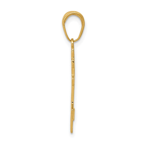 14k Real Solid Yellow Gold Eastern Orthodox Cross Pendant, 27x11mm