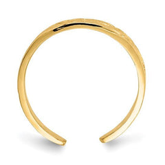 14k Real Solid Yellow Gold Flower Adjustable Toe Ring - JewelryAffairs
