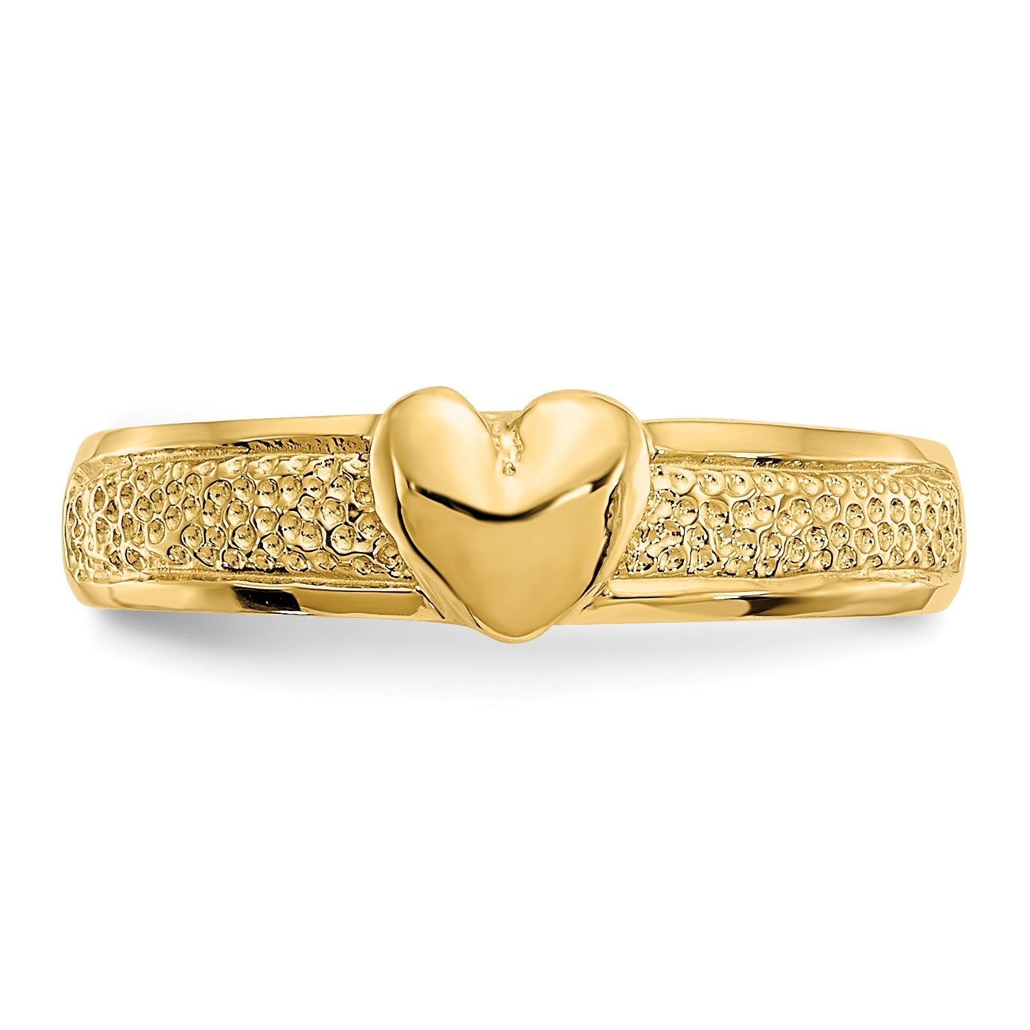 14K Real Solid Yellow Gold Hammered Heart Toe Ring for Summer - JewelryAffairs