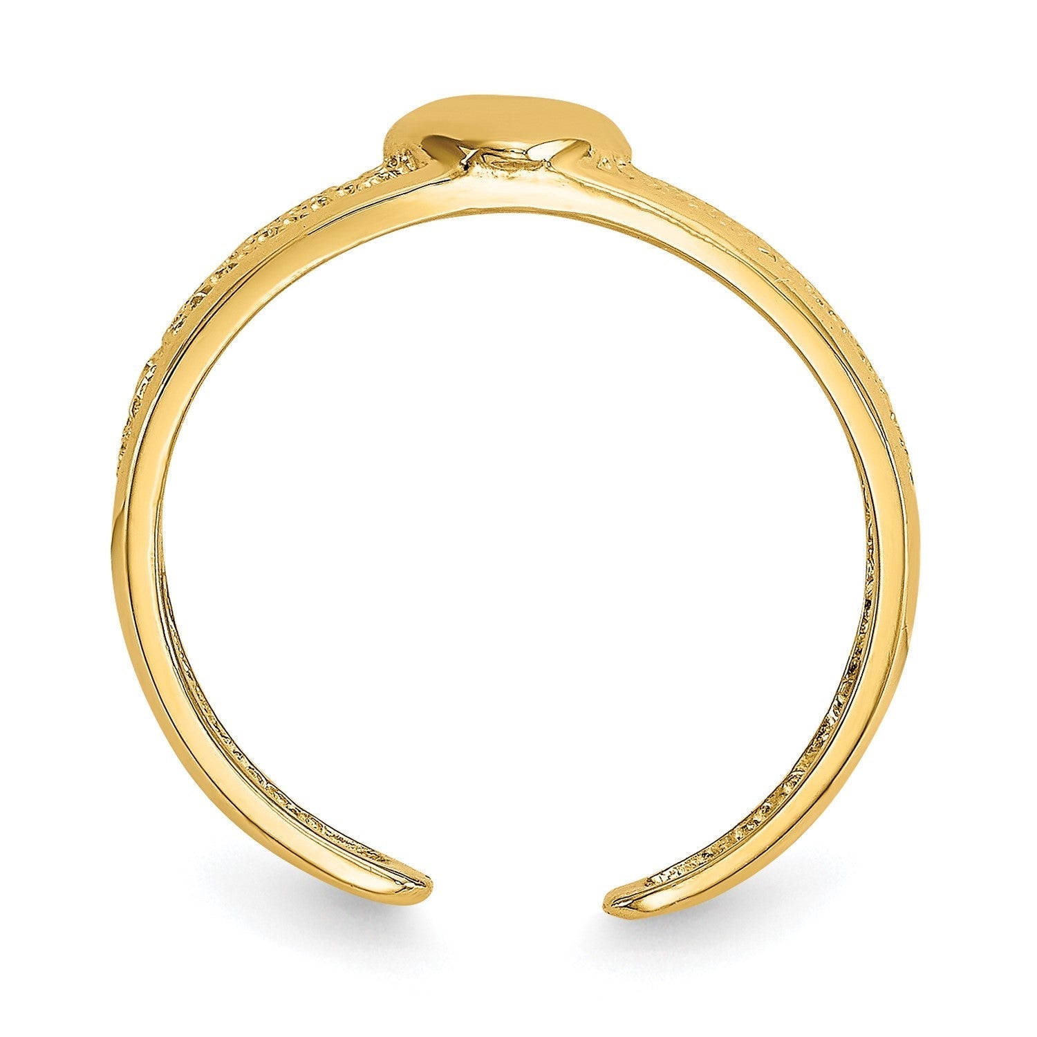 14K Real Solid Yellow Gold Hammered Heart Toe Ring for Summer - JewelryAffairs
