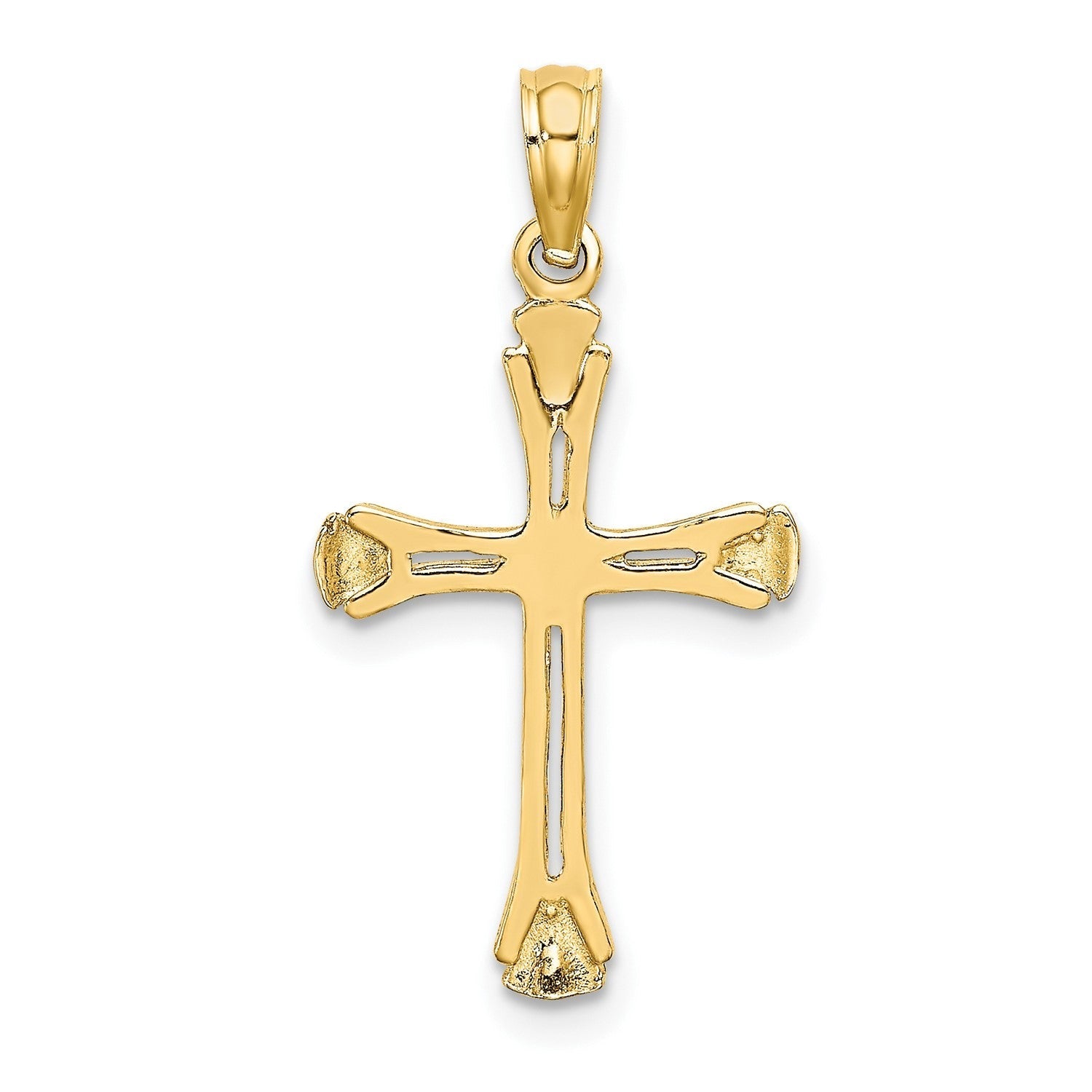 14K Real Solid Yellow Gold High Polished Unisex Cross Pendant,1 x 0.5 inches - JewelryAffairs