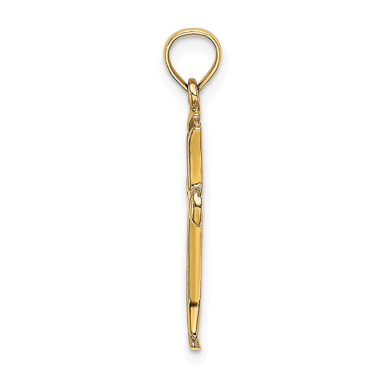 14K Real Solid Yellow Gold High Polished Unisex Cross Pendant,1 x 0.5 inches - JewelryAffairs