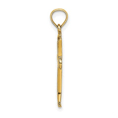 14K Real Solid Yellow Gold High Polished Unisex Cross Pendant,1 x 0.5 inches - JewelryAffairs