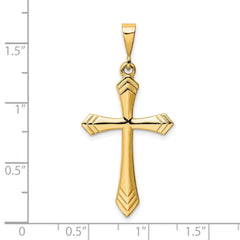 14k Real Solid Yellow Gold Passion Cross Unisex Pendant, 44x21mm - JewelryAffairs