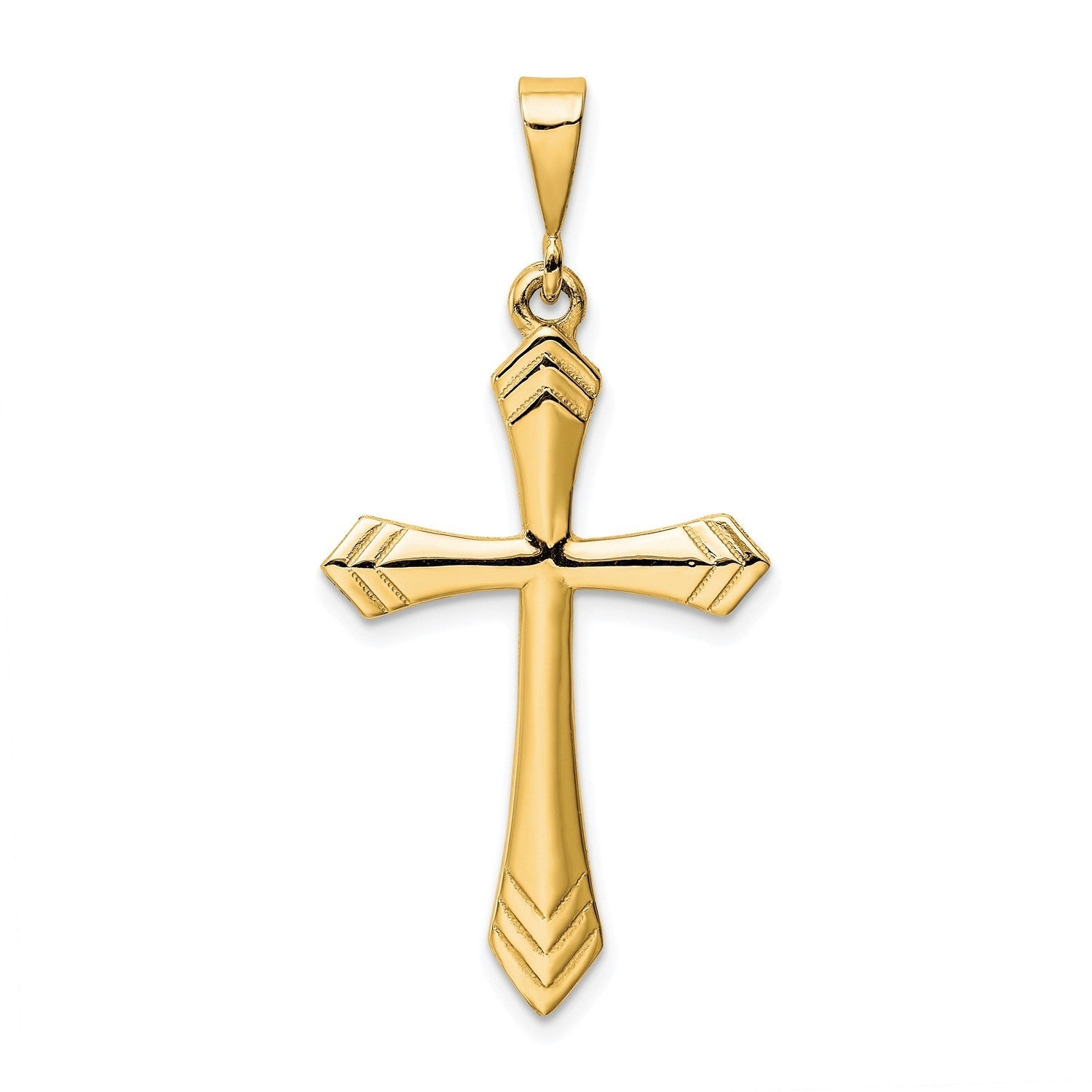 14k Real Solid Yellow Gold Passion Cross Unisex Pendant, 44x21mm - JewelryAffairs