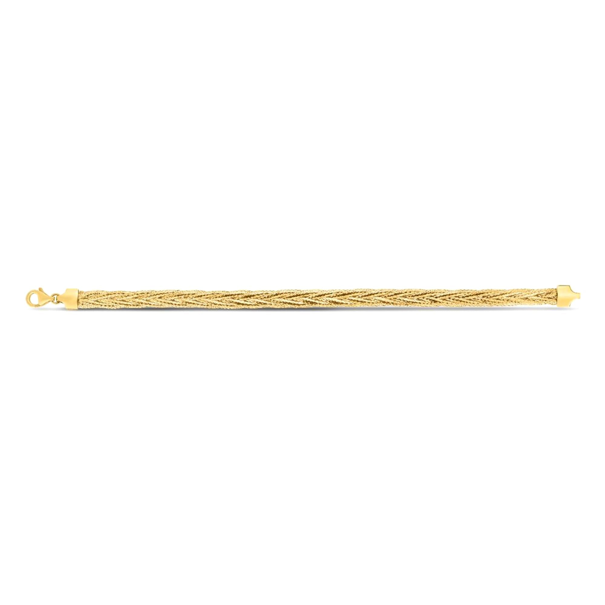 14k Real Solid Yellow Gold Rapunzel Woven Chain Necklace, 18" - JewelryAffairs