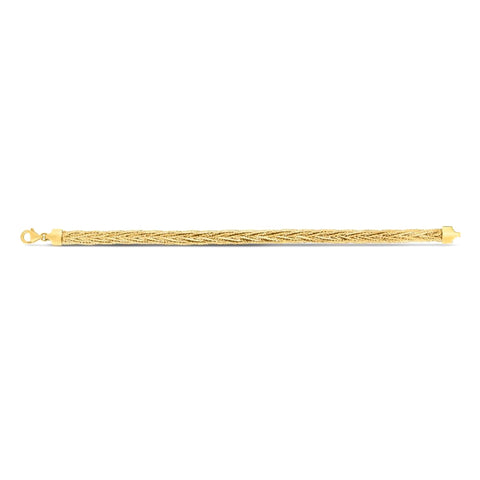 14k Real Solid Yellow Gold Rapunzel Woven Chain Necklace, 18"