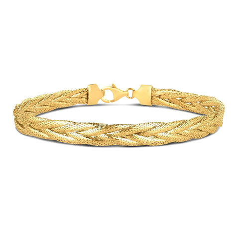 14k Real Solid Yellow Gold Rapunzel Woven Chain Necklace, 18"