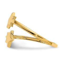 14K Real Solid Yellow Gold Star Design Toe Ring - JewelryAffairs