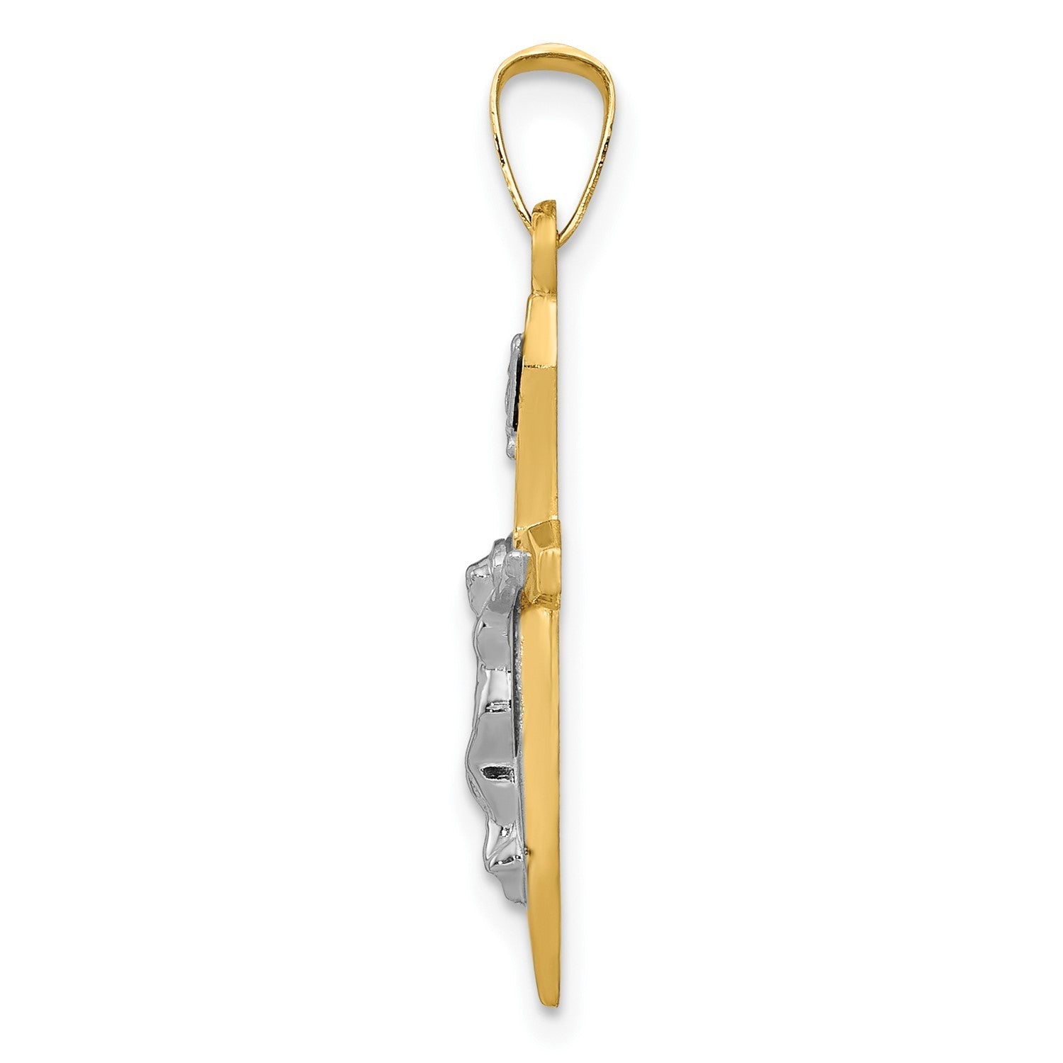 14k Real Two - tone Gold High Polished INRI Crucifix Pendant Charm,28x14mm - JewelryAffairs