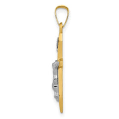 14k Real Two - tone Gold High Polished INRI Crucifix Pendant Charm,28x14mm - JewelryAffairs