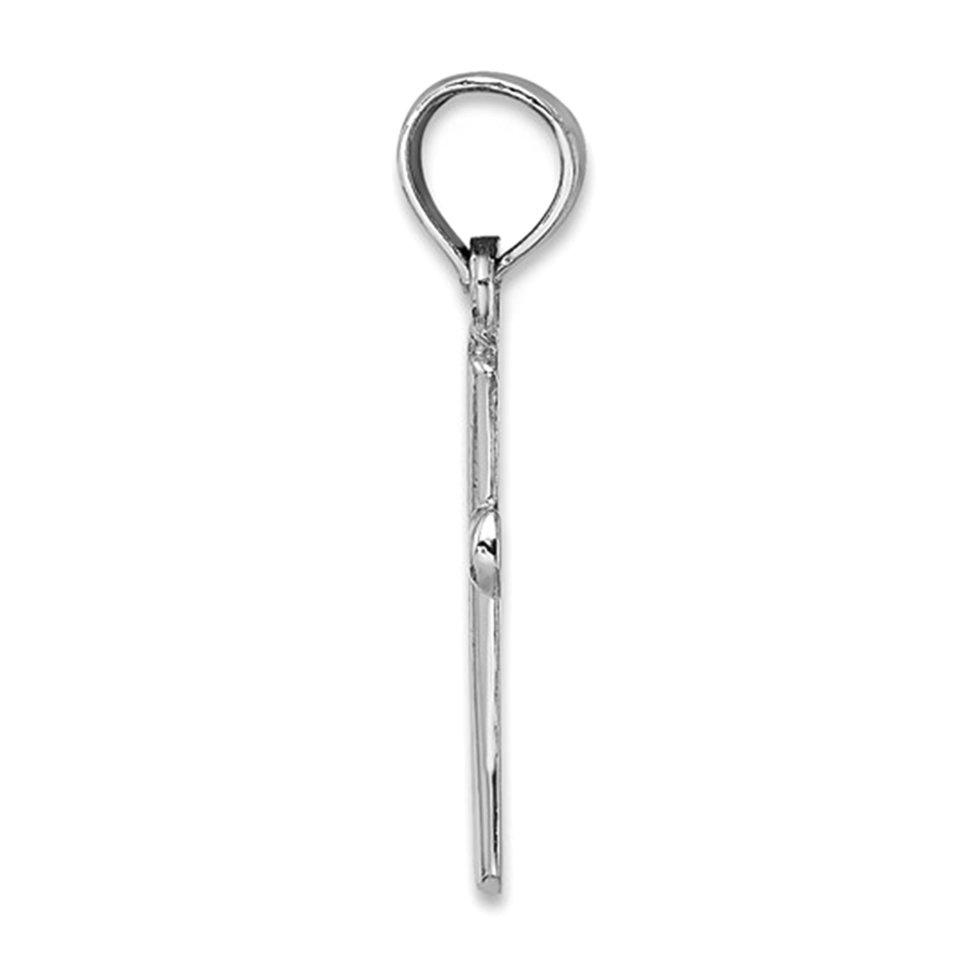 14K Real White Gold Polished Beveled Cross with Round Tips Charm Pendant
