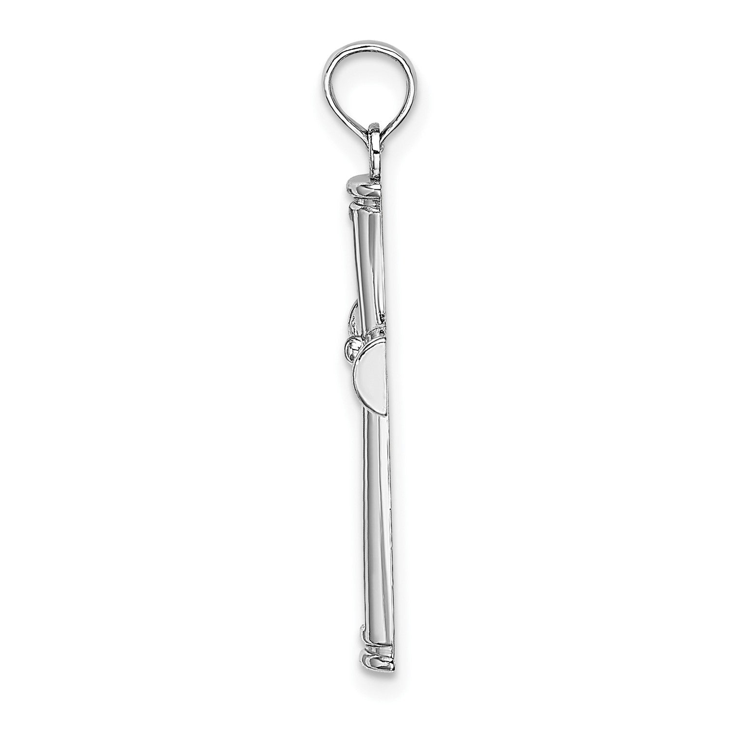 14K Real White Solid Gold High Polished and Cut-Out Cross Pendant Charm
