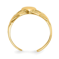 14k Real Yellog Gold High Polished Claddagh Heart Summer Toe Ring - JewelryAffairs