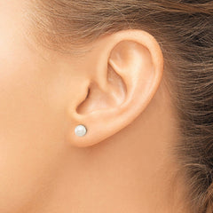 14K Real Yellow Gold 5 - 6mm White Near Round Freshwater Cultured Pearl Post Stud Earrings - JewelryAffairs