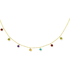 14k Real Yellow Gold and Semi-Precious Stone Necklace