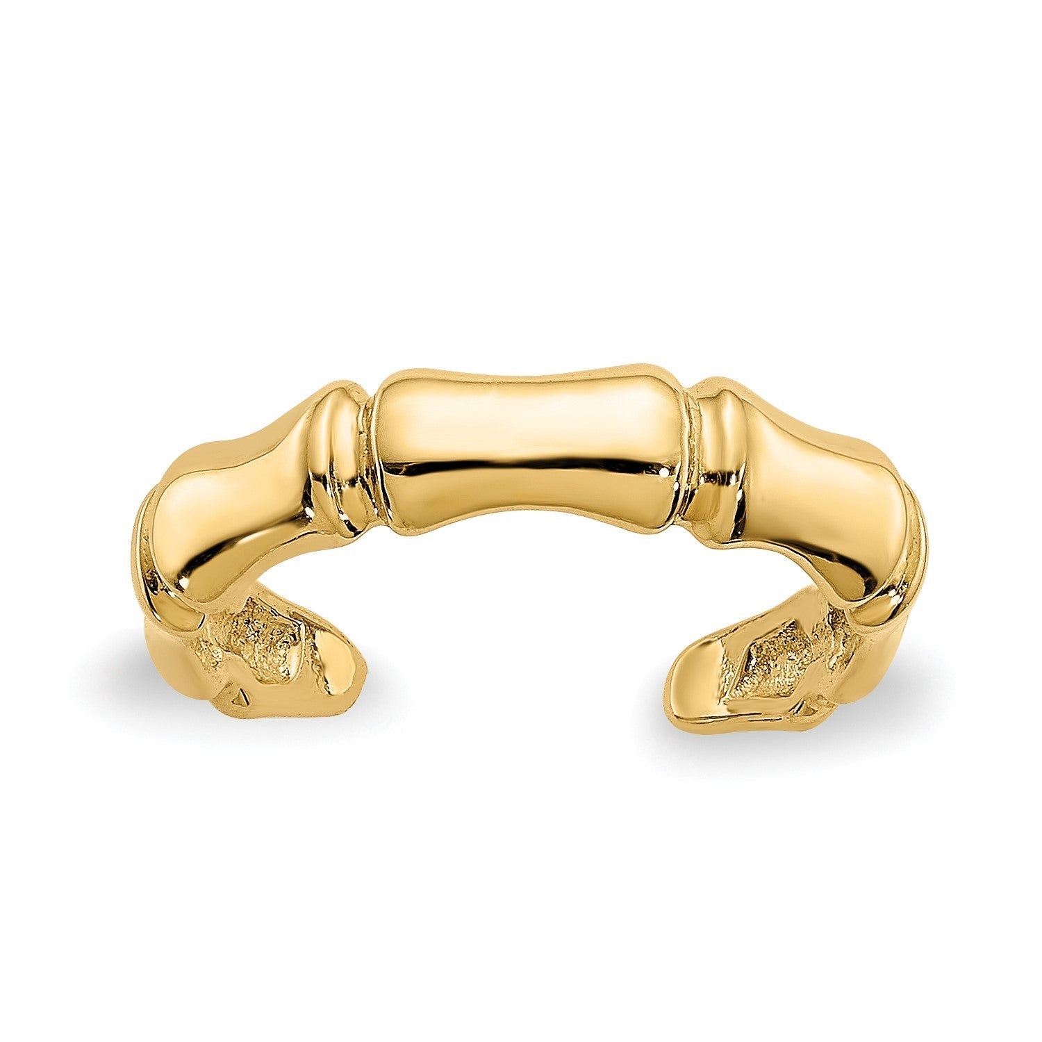 14k Real Yellow Gold Bamboo Style Toe Summer Ring - JewelryAffairs