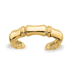 14k Real Yellow Gold Bamboo Style Toe Summer Ring - JewelryAffairs