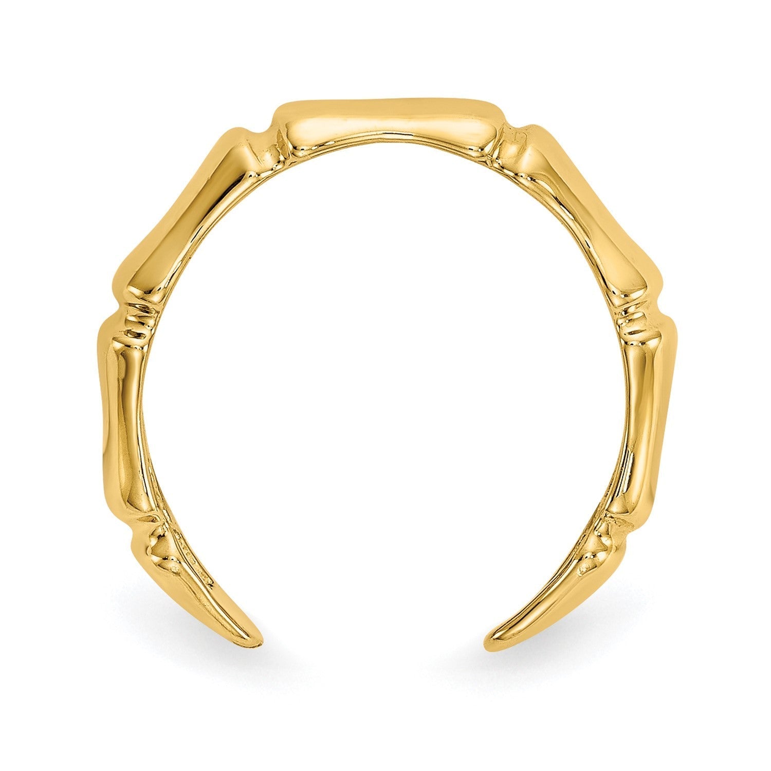 14k Real Yellow Gold Bamboo Style Toe Summer Ring - JewelryAffairs