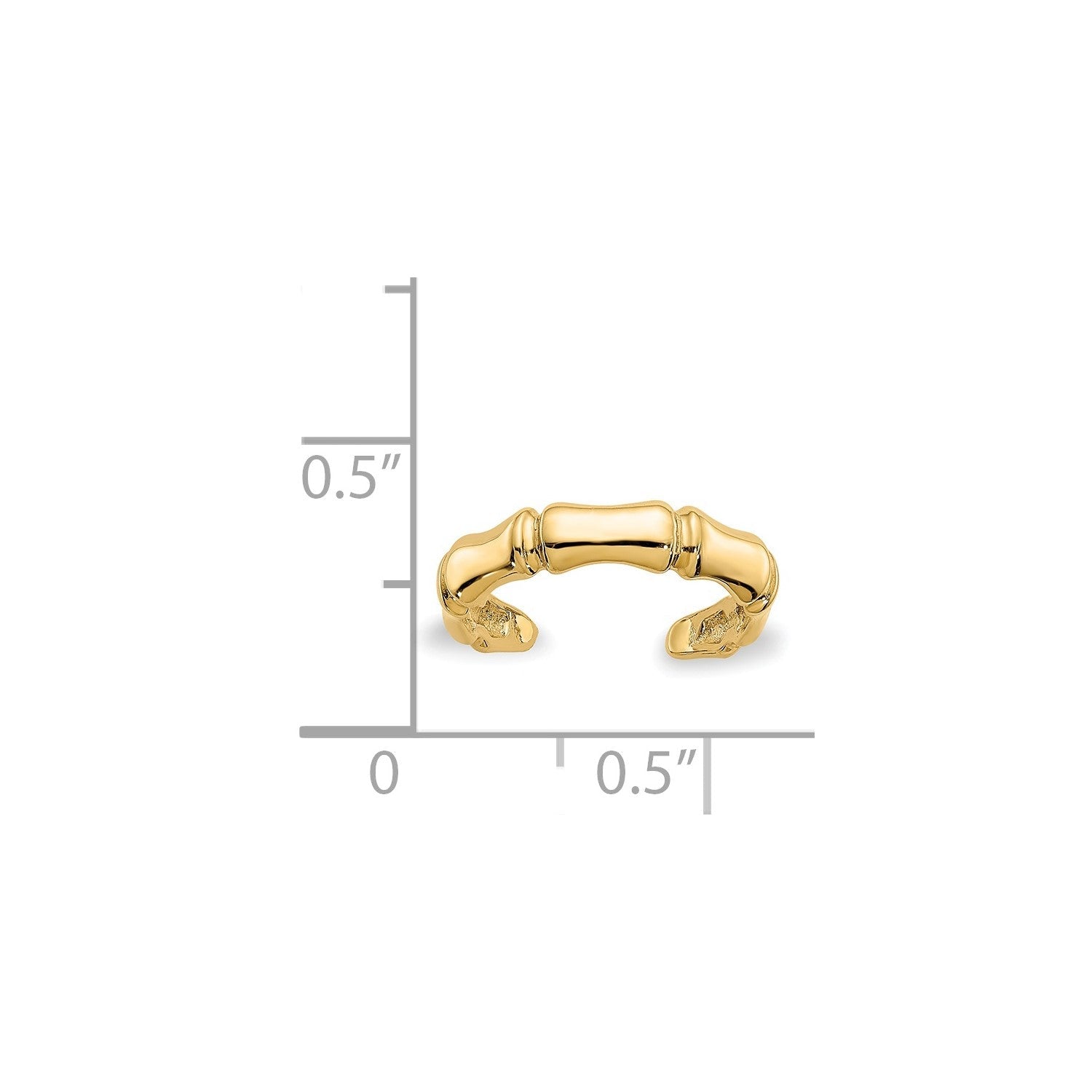 14k Real Yellow Gold Bamboo Style Toe Summer Ring - JewelryAffairs