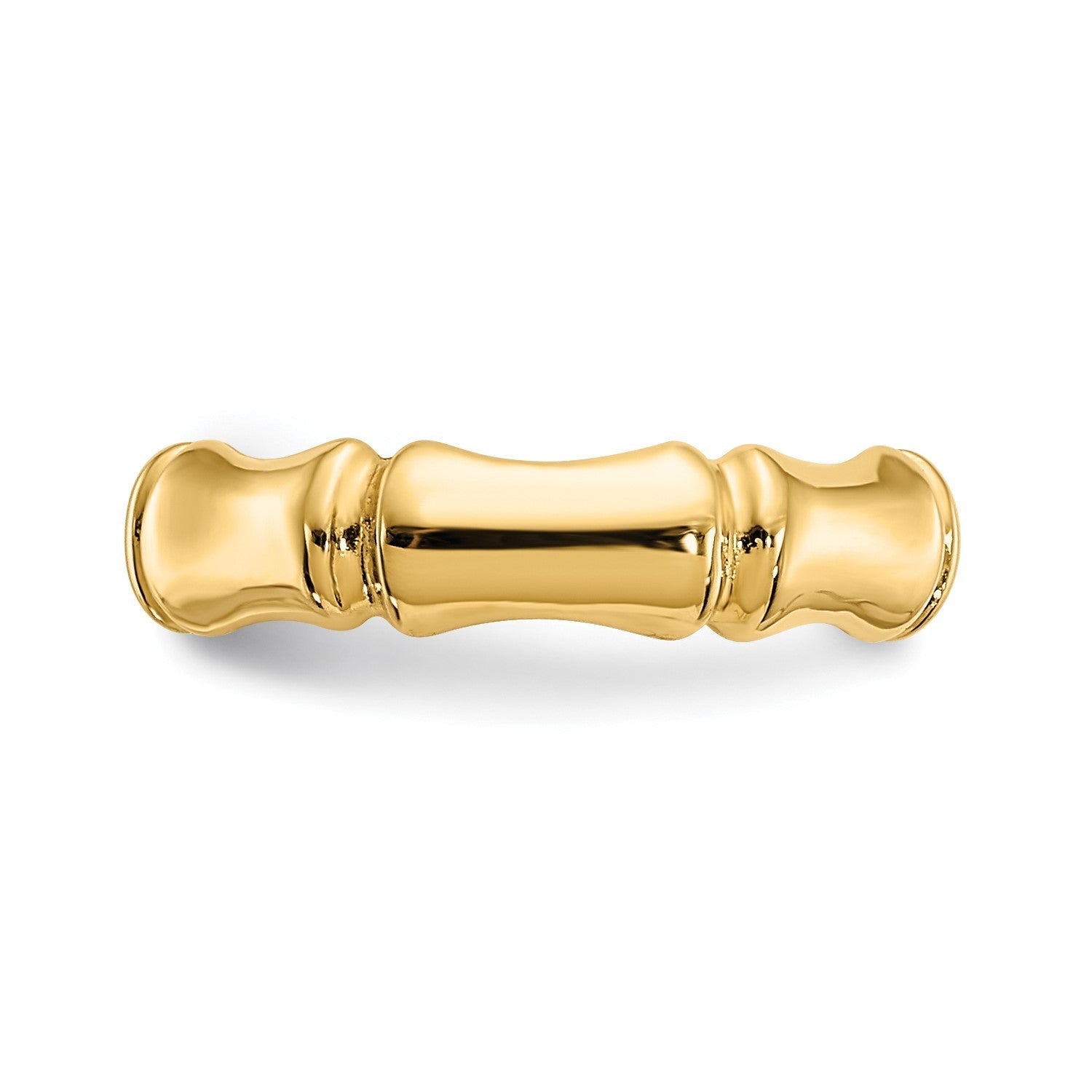14k Real Yellow Gold Bamboo Style Toe Summer Ring - JewelryAffairs
