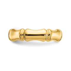 14k Real Yellow Gold Bamboo Style Toe Summer Ring - JewelryAffairs