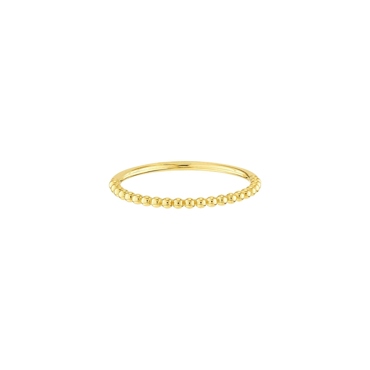 14k Real Yellow Gold Beaded Single Row Ring - JewelryAffairs