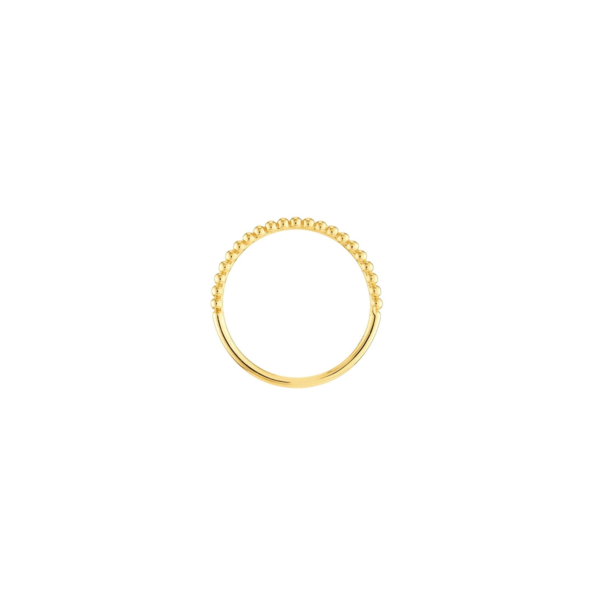 14k Real Yellow Gold Beaded Single Row Ring - JewelryAffairs