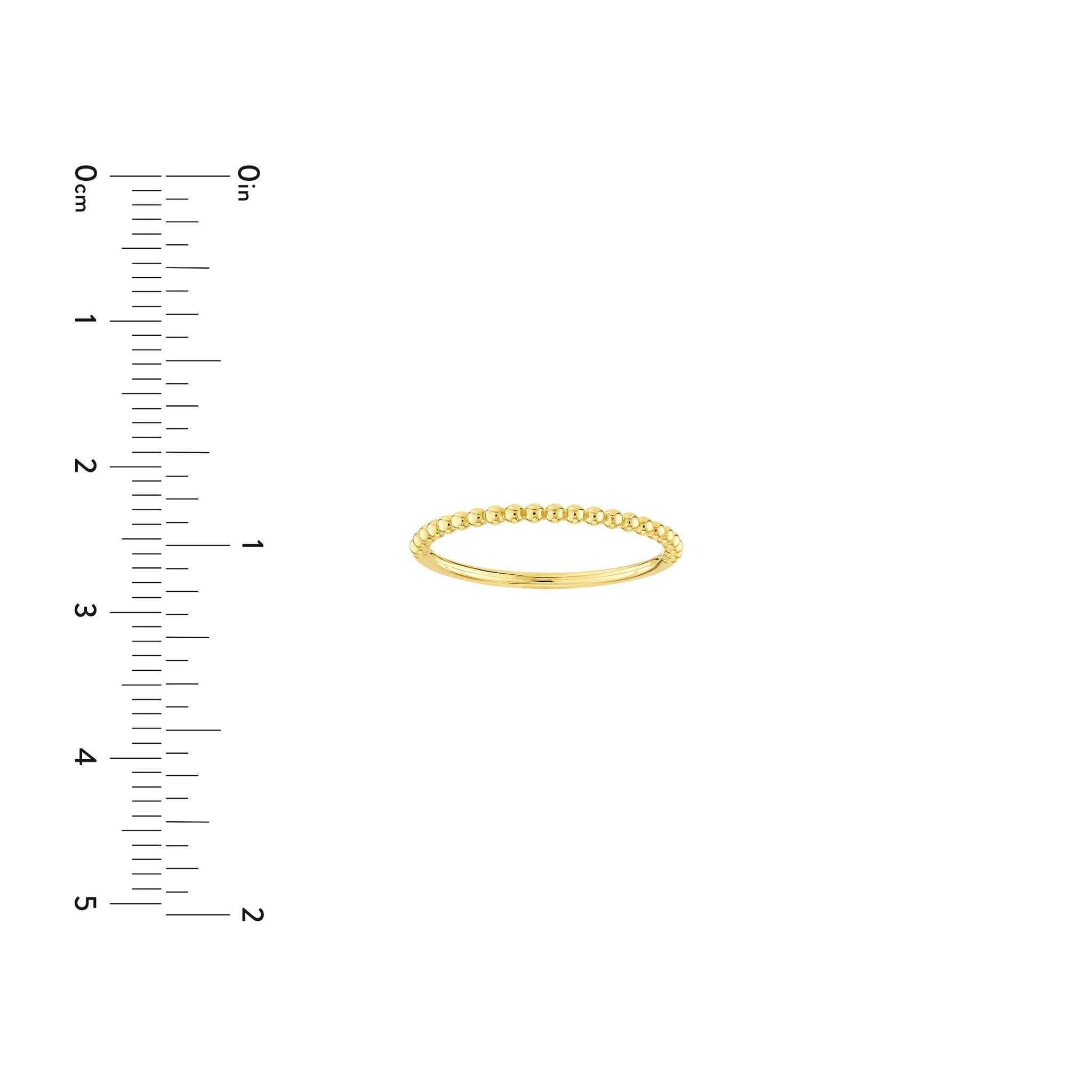 14k Real Yellow Gold Beaded Single Row Ring - JewelryAffairs