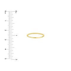 14k Real Yellow Gold Beaded Single Row Ring