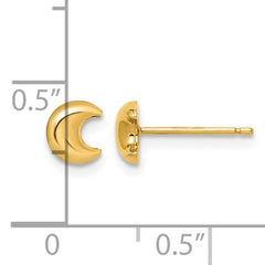 14k Real Yellow Gold Crescent Moon Post Stud Earrings