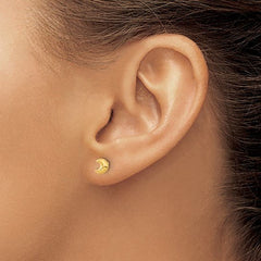 14k Real Yellow Gold Crescent Moon Post Stud Earrings