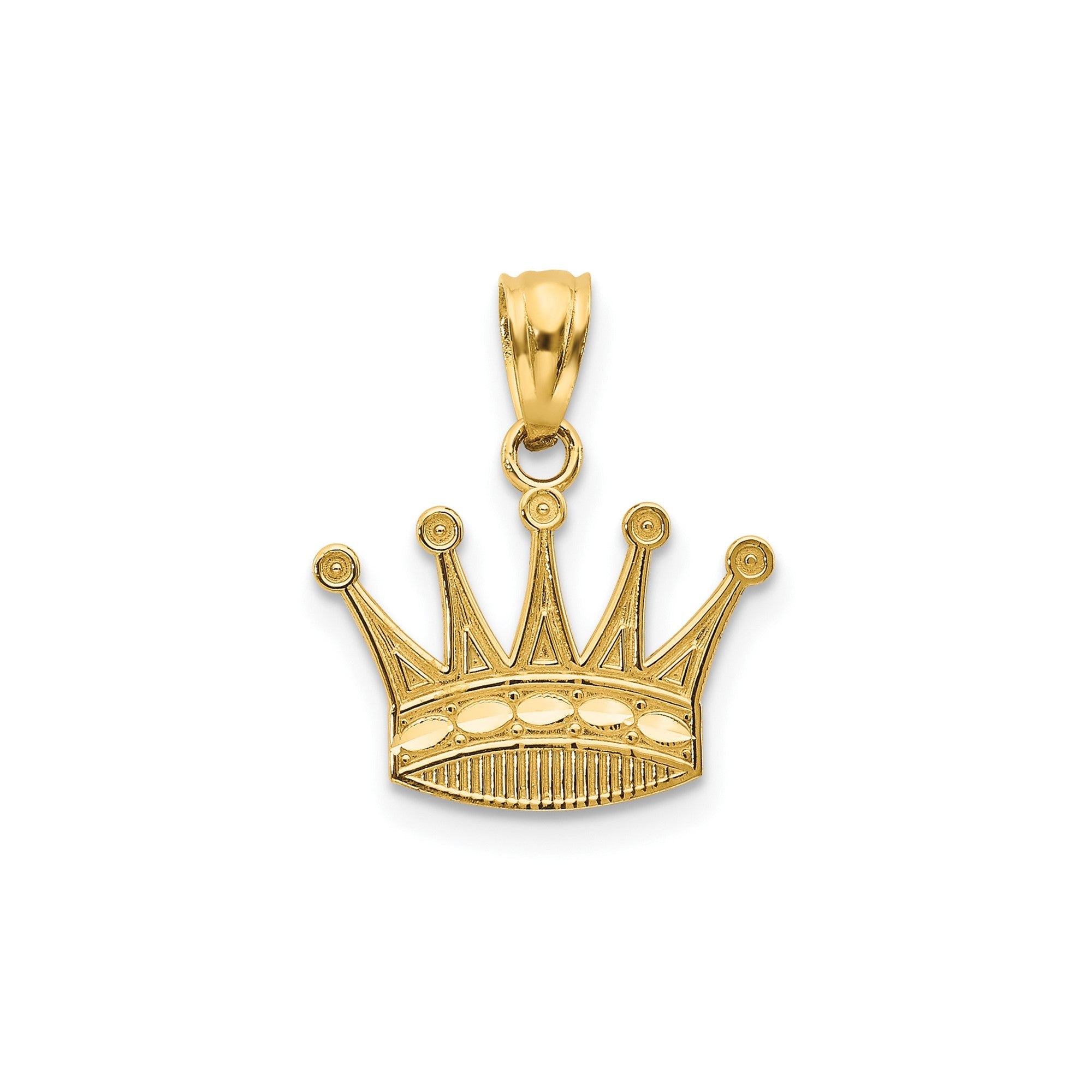 14k Real Yellow Gold Crown Pendant, 15x15mm - JewelryAffairs