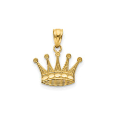 14k Real Yellow Gold Crown Pendant, 15x15mm - JewelryAffairs