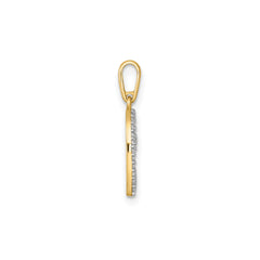 14k Real Yellow Gold CZ Open Heart Pendant, 20x11mm - JewelryAffairs